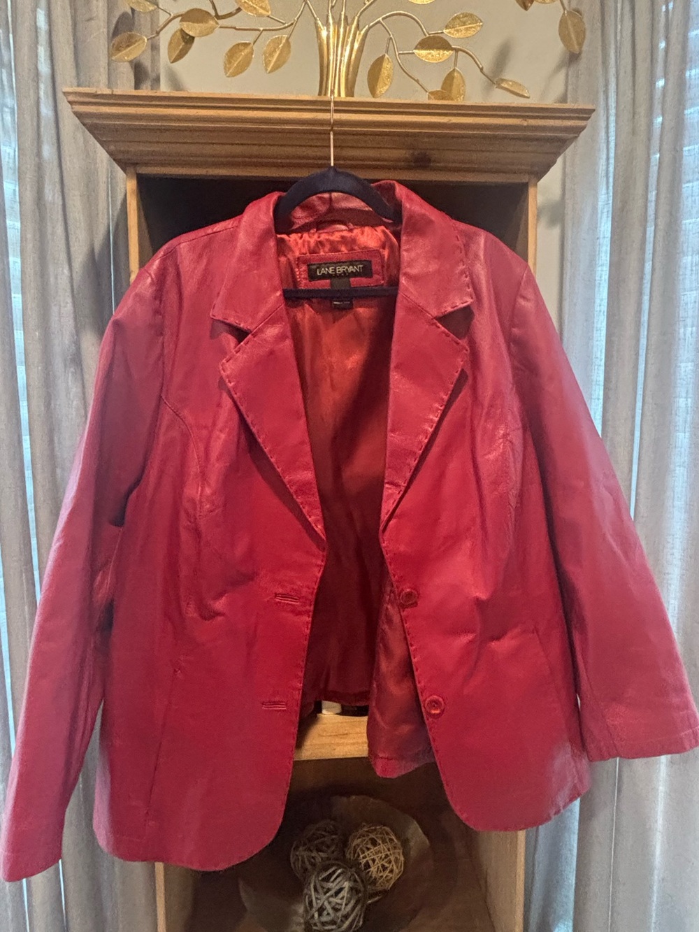 LANE BRYANT Red Leather Blazer Jacket